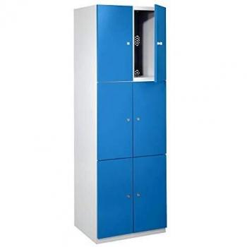 Armario de compartimentos Wolf 926974, 6 compartimentos, color gris claro y azul claro, dimensiones 1800 x