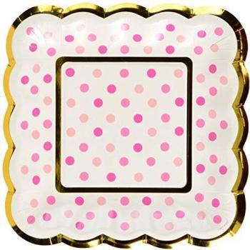Amscan International – 436004 rosa Buffet festoneados platos de papel 14 cm