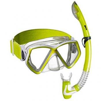 Mares 411788 411788-Kit Mascara y Tubo Snorkel Buceo Pirate Neon Color Am/Bl/TR, Adultos Unisex, Infantil