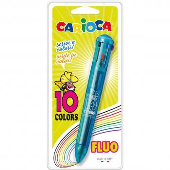 Carioca 41500 - Blister con 1 bolígrafo automático de 10 colores, transparente - Modelo Surtidos- Colores Surtidos