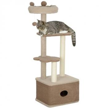 Árbol Rascador para Gatos 133 cm con Nido, Plataformas, Bola Colgante y Poste de Yute Café - PawHut