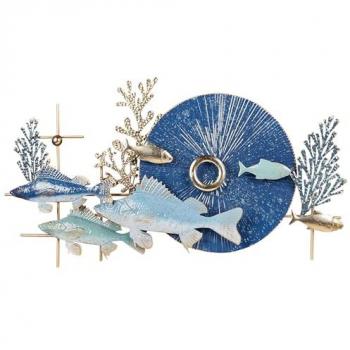 Decoración de pared moderna de hierro artesanal azul y dorado Barium