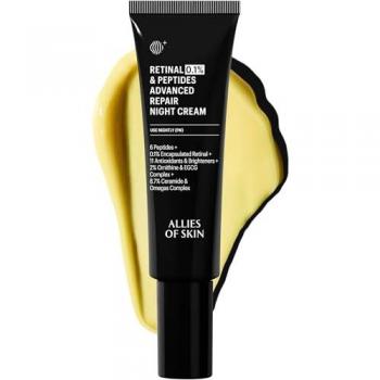 Allies of Skin 0.1% Retinal & Peptides Advanced Repair Night Cream - Anti-Aging Revitalizing Face Cream 48ml