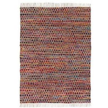 NATURA ACCENT Hogar Alfombra Flecos Gris-Rojo 100% Algodón 240 X 170 Cm GRIS-ROJO