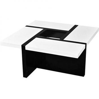 vidaXL Mesita de café, color blanco y negro brillante