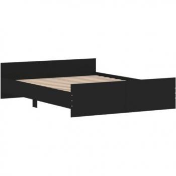 Estructura de cama con cabecero y piecero negro 160x200 cm