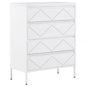 Cómoda de Metal Blanco con 4 Cajones, Armario de Almacenamiento Estilo Industrial para Oficina y Sala de Estar