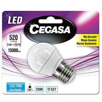 Cegasa Bombillas LED con Luz Fría 5000K E27, 5.4 W, Blanco, 78x45x45 cm