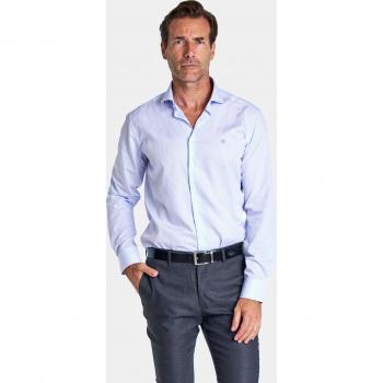 Camisa de hombre slim corte cutaway rayas azul colección Platinum celeste