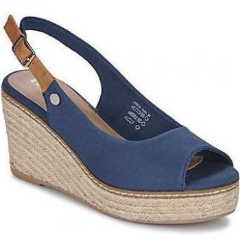 Sandalias de cuña azul marino para mujer