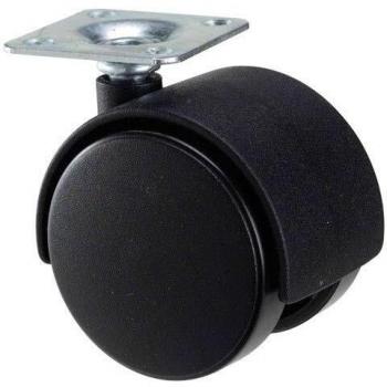 Rueda Domestica Nylon Negro Placa 50 mm.