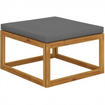 vidaXL Solid Acacia Wood Footrest with Dark Grey Cushion