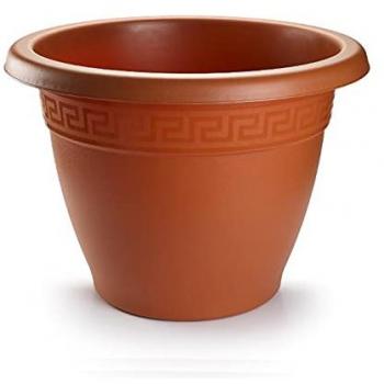 Acan Tradineur - Maceta redonda clásica, recipiente, macetero para jardín exterior, terraza, balcón e interior del hogar, 40 cm de diámetro, marrón