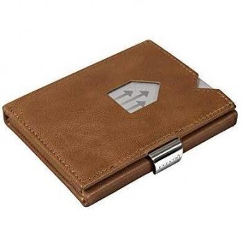 Cartera de piel, de Exentri, con bloqueo RFID antirrobo, marrón