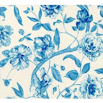 Equipo DRT Adagio 18997 - Papel pintado non-woven, diseño floral, color azul, 1 rollo