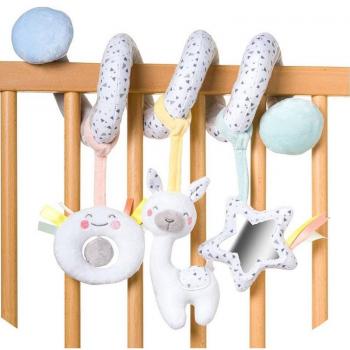 Espiral de Actividades con Sonajeros Wild Colors Alpaca y Pulpo Saro, incluye espiral flexible, sonajeros coloridos, texturas variadas, diseño atractivo para estimulación sensorial y desarrollo motor