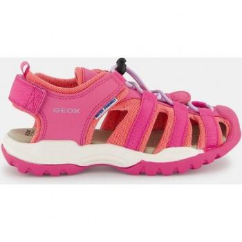 Geox - Sandalias cerradas Borealis de niña en textil con cierre adherente, color fucsia/coral claro
