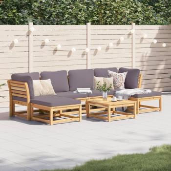 7-Piece Acacia Wood Garden Lounge Set with Cushions