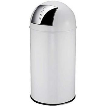Cubo de basura con tapa a presión 40 L blanco eko