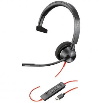 POLY Blackwire 3310 Monaural Microsoft Teams Certified USB-C Headset +USB-C/A Adapter, Headset, Wired connectivity technology, Recommended for Business/Everyday use, Weight: 103 g, Colour: Black