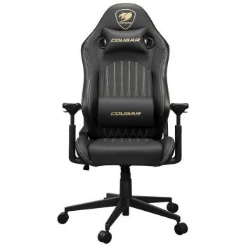 Silla Gamer Cougar Explore Royal - Reclinable 155°, Reposabrazos 3D, Cuero PVC Negro/Oro, Soporta hasta 120kg