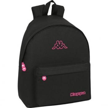 Mochila Kappa 'Black and Pink' 33x42x15cm con Hombreras Acolchadas y Espalda Ergonómica - Licencia Oficial Safta