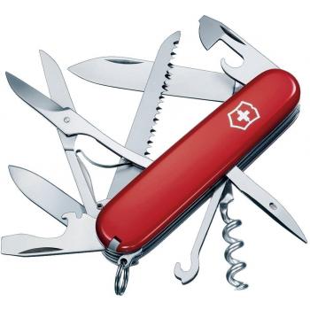 Victorinox Huntsman Swiss Army Pocket Knife, Medium, Multi Tool, 15 Functions, Large Blade, Bottle Opener, Red