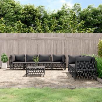 vidaXL 8-Piece Anthracite Steel Garden Lounge Set with Cushions