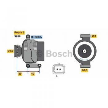 Alternador Bosch 0 986 080 220, 75 A, 14 V para Renault Clio II, Kangoo I y Dacia Sandero I