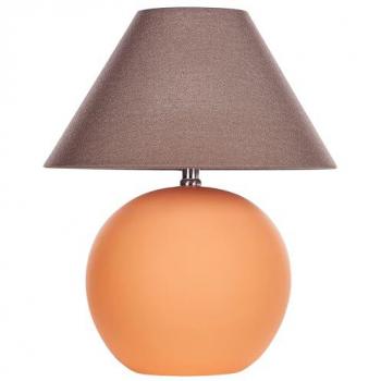 Lámpara de Mesa Cerámica Naranja Base Terracota Pantalla de Lino Forma Tambor 41 cm