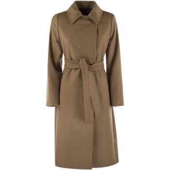 Max Mara Women's Bcollag Wool Coat in Camel, Size 40, Color: Brown, Type: Belted Coat, Category: Female