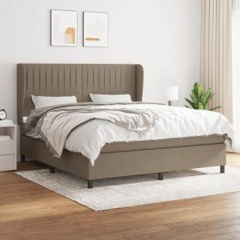 Cama box spring con colchón viscoelástico espuma protector muelles ensacados adaptable acolchado reversible tela gris taupe 160x200 cm