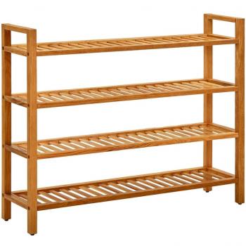 vidaXL Shoe Rack with 4 Shelves 100x27x80 cm Solid Oak Wood