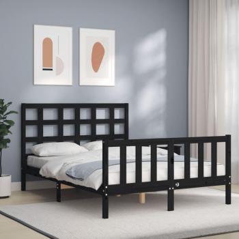 Cabecero de cama negro de madera maciza 140x190 cm