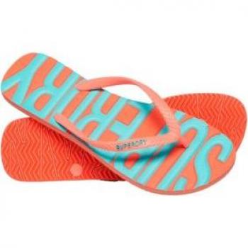 Chanclas Superdry para mujer con logotipo naranja, modelo Vintage Vegan, color rojo