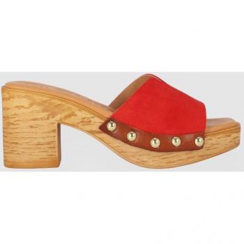 Sandalias de tacón de mujer abiertas de piel