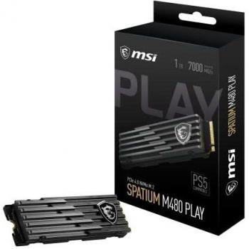 MSI SPATIUM M480 Disco Duro SSD, Optimizado para PS5, PCIe 4.0, NVMe M.2 1TB Play, Lectura 7000 MB/s