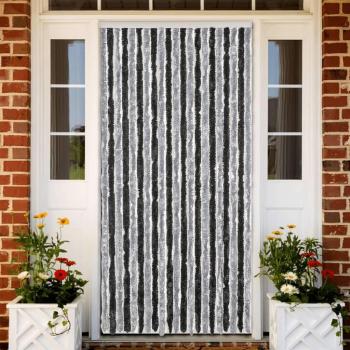 Cortina antimoscas chenilla gris y negro 90x200 cm