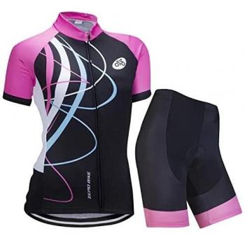 Kit de Manga Corta Jersey de Ciclo Bici del Camino para Mujer, Conjunto Ropa Al Aire Libre Transpiración para La Bicicleta