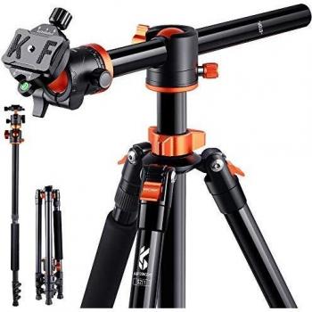 K&F Concept S211 Trípode Aluminio 183cm con Monopie 195cm Extraíble, Punta con Pincho de Metal y Columna Central, 360 °Rótula de Bola Placa de Liberación Rápida Estuche para Cámara Video Vlog y Viaje