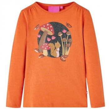 Camiseta Infantil de Manga Larga Estampado de Ardilla Jersey Ropa Cuello Redondo Naranja Tostado 128