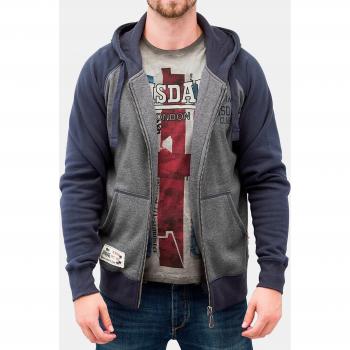 Lonsdale London Hooded Zip Sweatshirt - Slough - M to 5XL - for Men - Mottled Blue