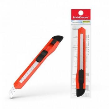 Erichkrause Cuter con Fijador Push-Lock Standard - Sistema de Sujeción de Cuchilla con Seguro de Empuje - Partidor Incorporado - Cuchilla Segmentada