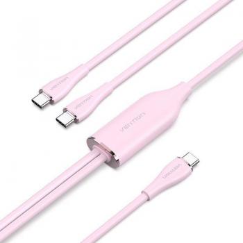 Cable de Conexión USB Tipo-C Vention CTMPG, 1.5m, Rosa - Compatible con Carga de hasta 100W y Transferencia de Datos de 480Mbps