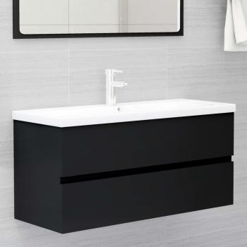 Mueble con lavabo de madera de ingeniería negro Día y Noche Vidaxl