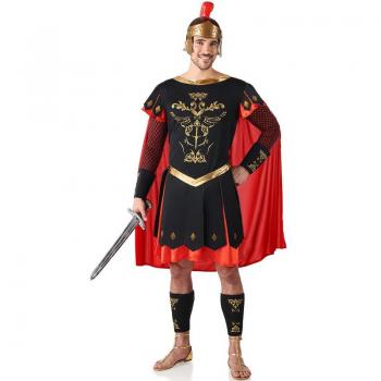 Disfraz de Centurión Romano rojo y dorado para hombre