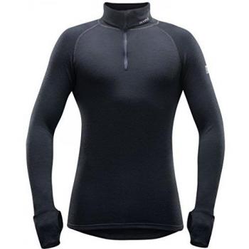 Camiseta Térmica de Manga Larga para Hombre Devold Expedition Merino 235 con Cuello Cremallera, Color Negro, Tamaño XXL