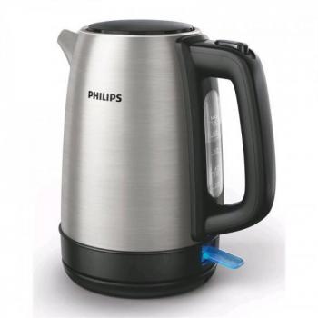 Hervidor de Agua Eléctrico Philips Daily Collection HD9350/90 - 2200W, 1.7L, Acero Inoxidable, Base Rotativa 360°