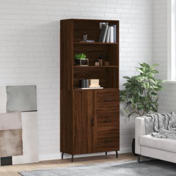 Aparador alto de madera contrachapada marrón roble 69,5x34x180 cm vidaXL