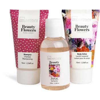 Floral Travel Bath Gift Set with Shower Gel, Shampoo, and Body Lotion - IDC Institute 44038